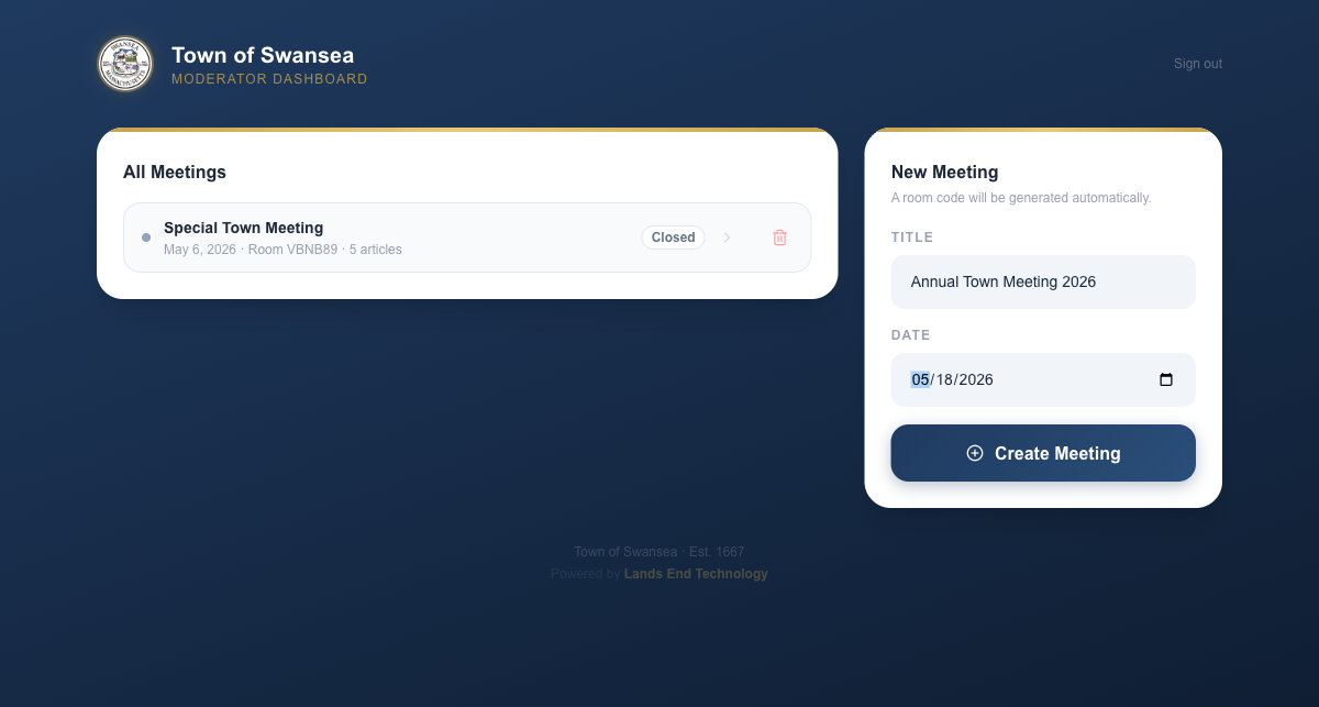 Create meeting form filled in