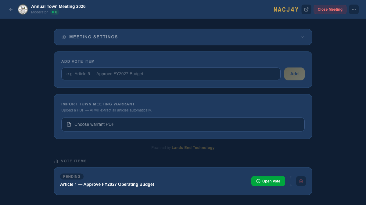 Control panel with one article added