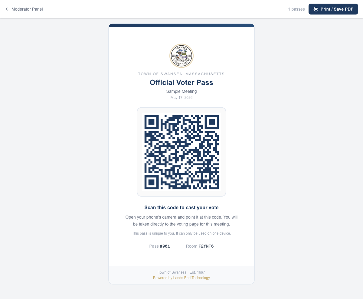 Voter passes print page