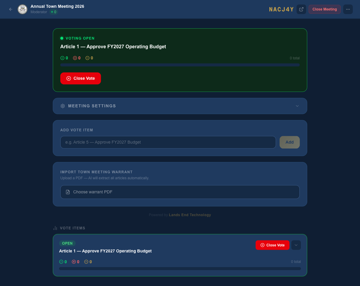 Vote open — article showing OPEN status with live tally
